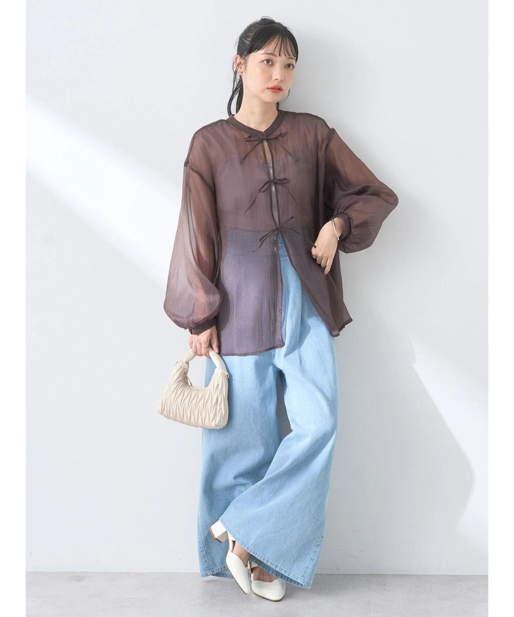 earth music&ecology シアーリボンシャツ 