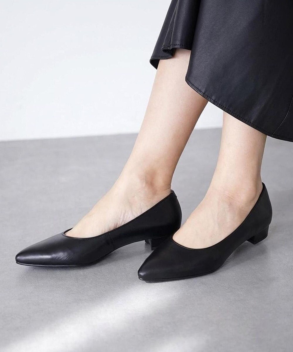 Pointer 【2cmヒール】日本製 本革美脚ローヒールパンプス 