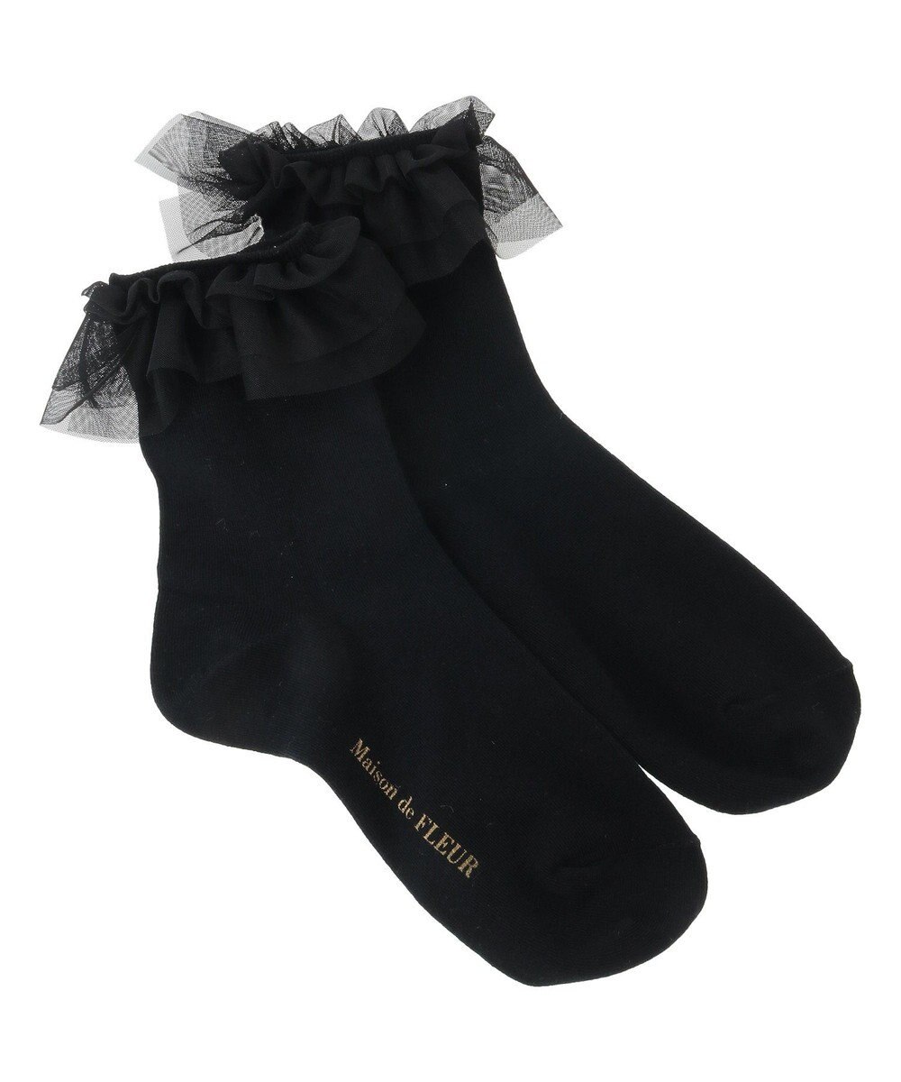 Maison de FLEUR チュールボリュームフリルソックス 