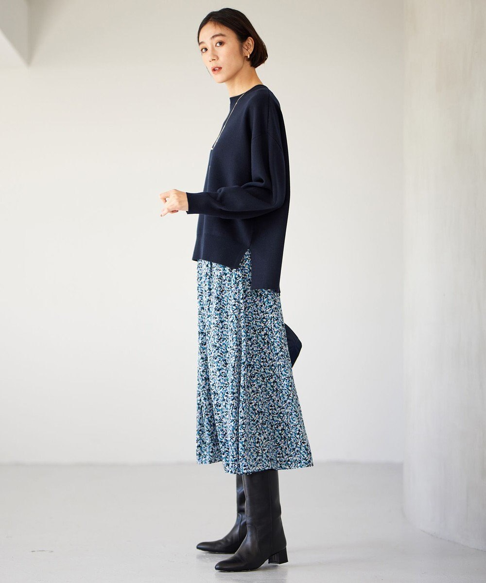 自由区 L 【洗える】フラワーペタルプリント スカート 