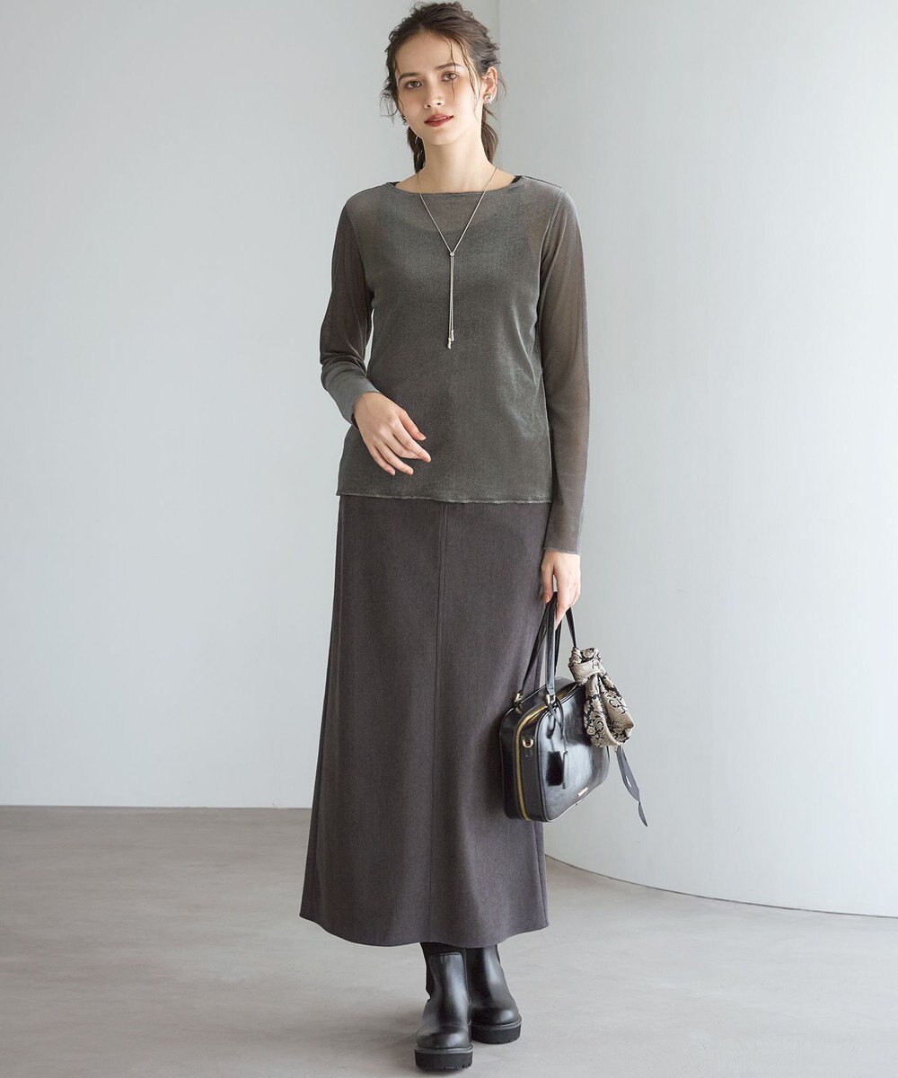 23区 S 【SLOW/一部店舗限定】ブラッシュドチュール メッシュベロア カットソー 