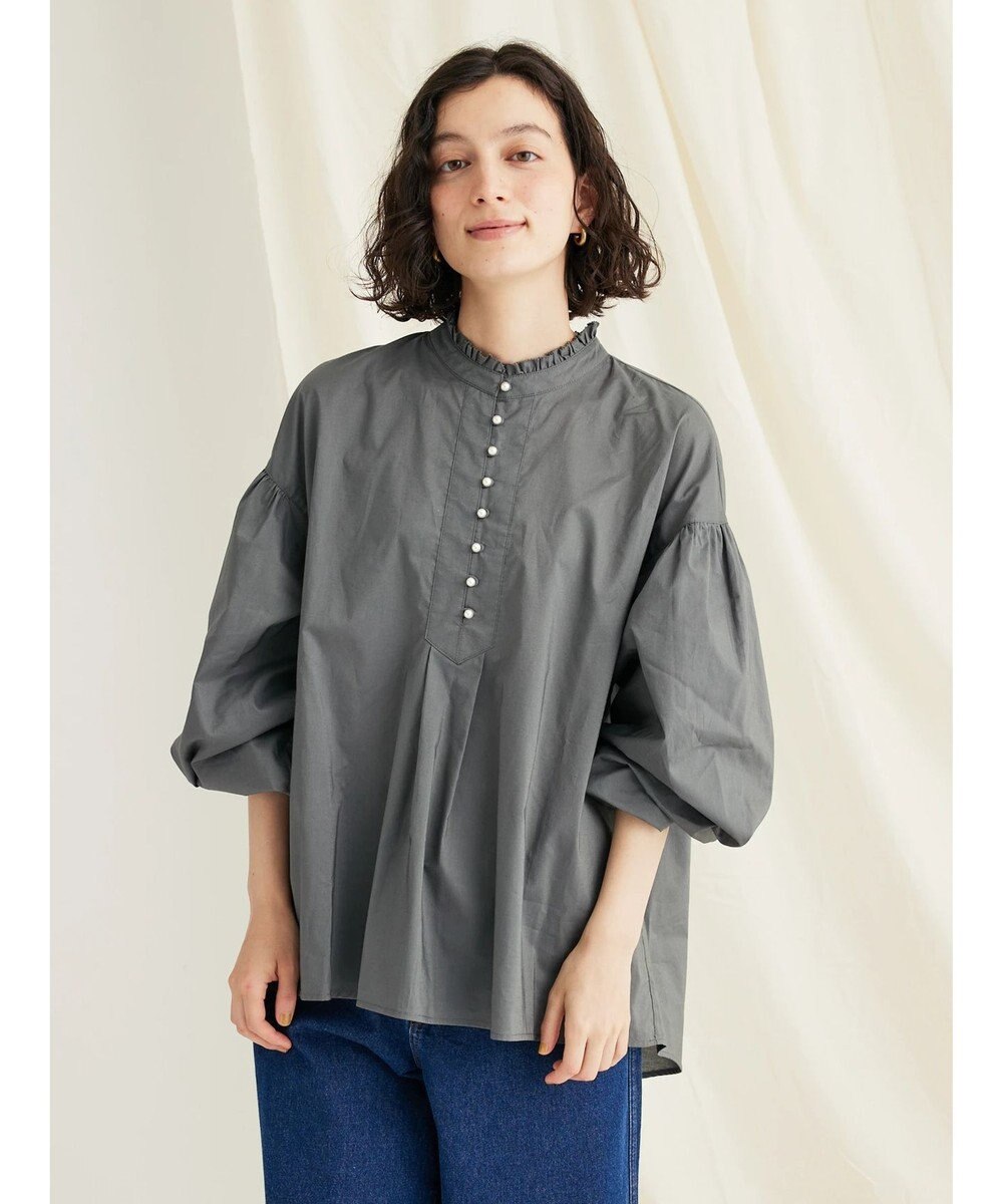 CRAFT STANDARD BOUTIQUE パールボタンピコフリルブラウス 