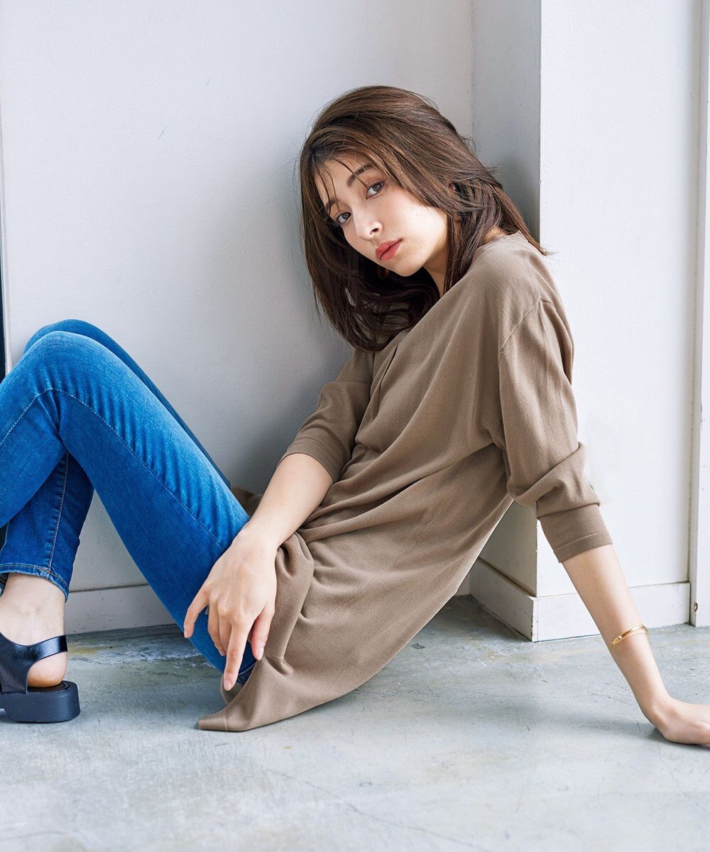 Tiaclasse 【洗える】キーネックニットチュニック 