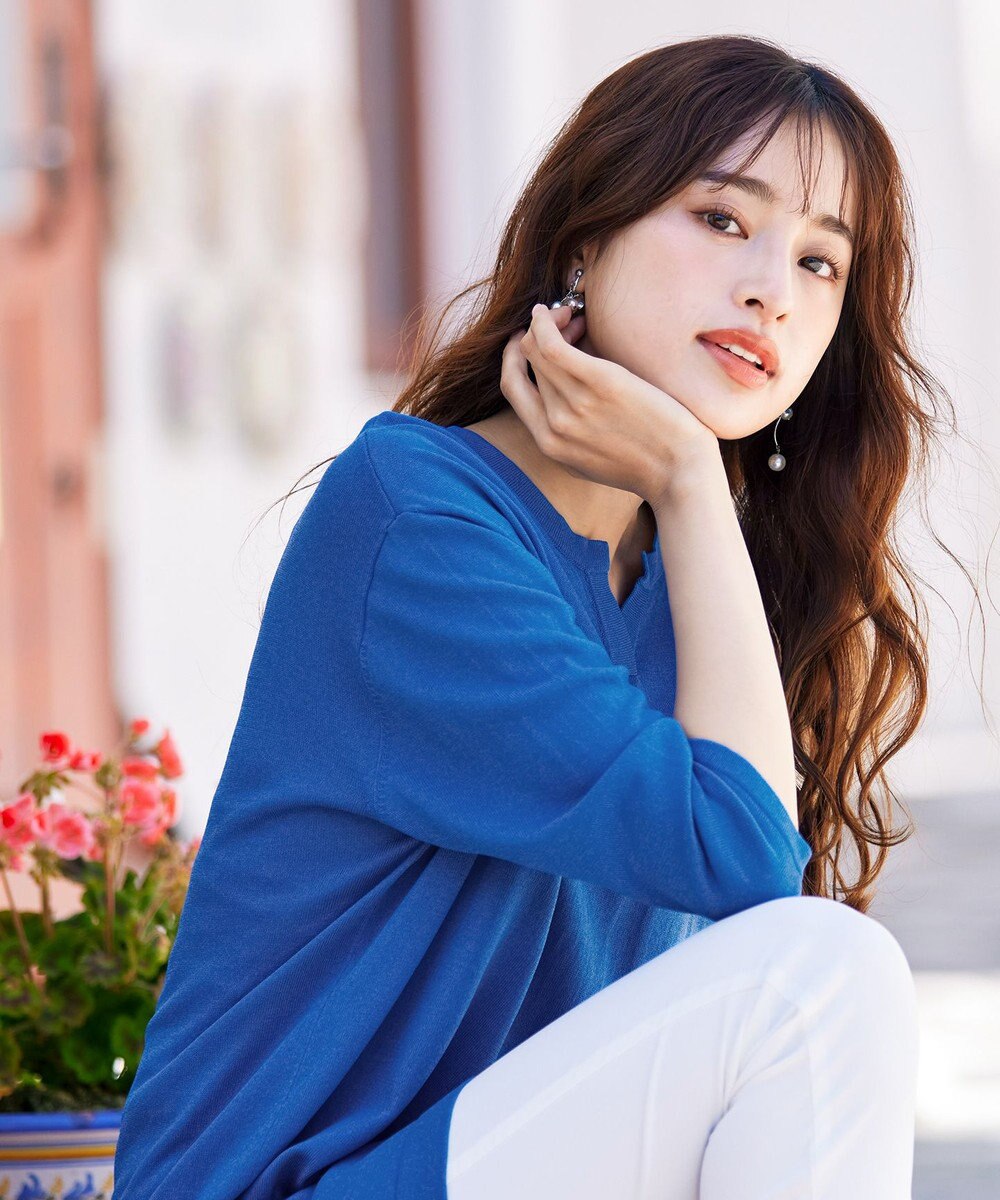 Tiaclasse 【洗える】キーネックニットチュニック 