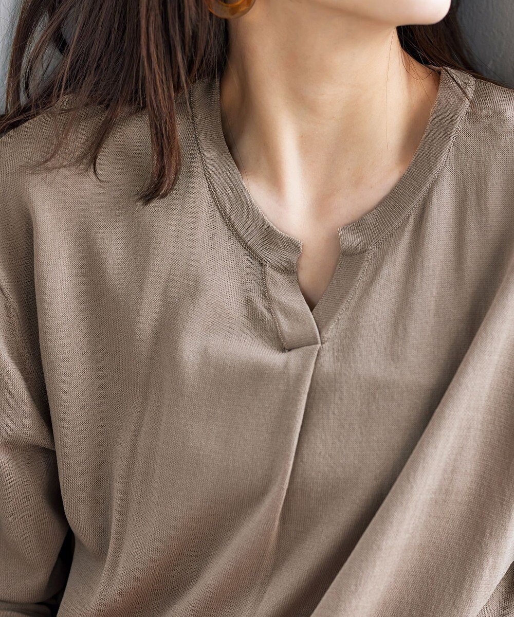 Tiaclasse 【洗える】キーネックニットチュニック 