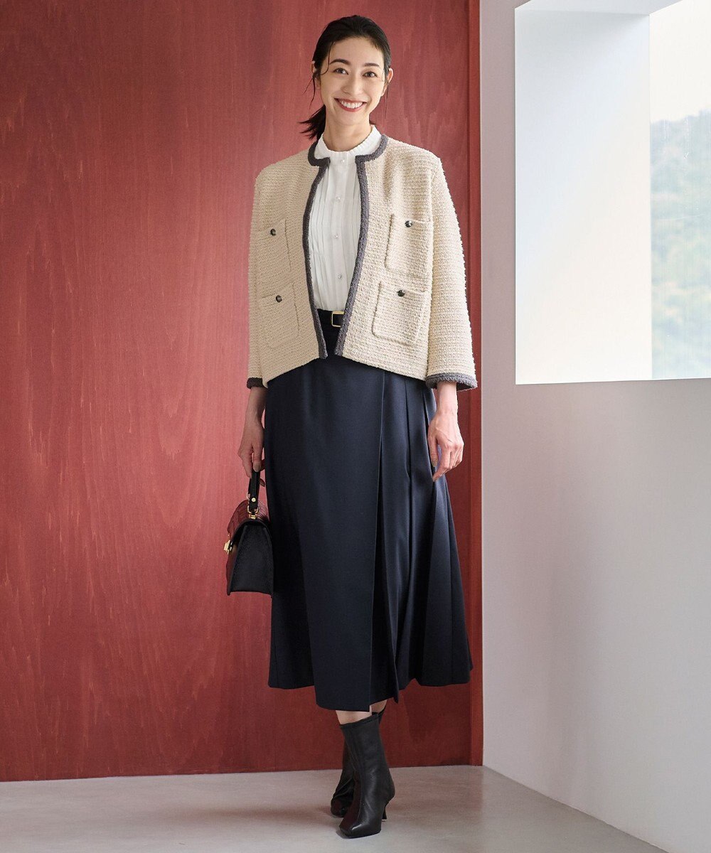 自由区 ツイードライクニット カーディガン 