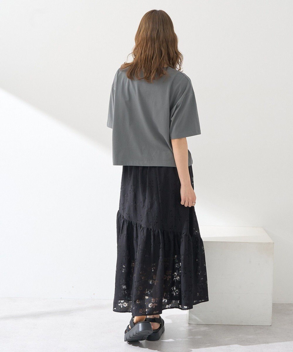 earth music&ecology 透かし花柄フレアスカート 