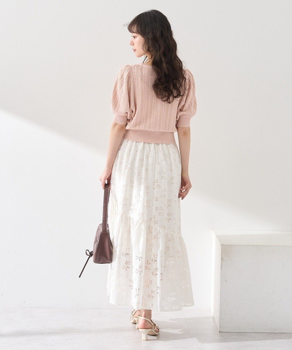 earth music&ecology 透かし花柄フレアスカート 