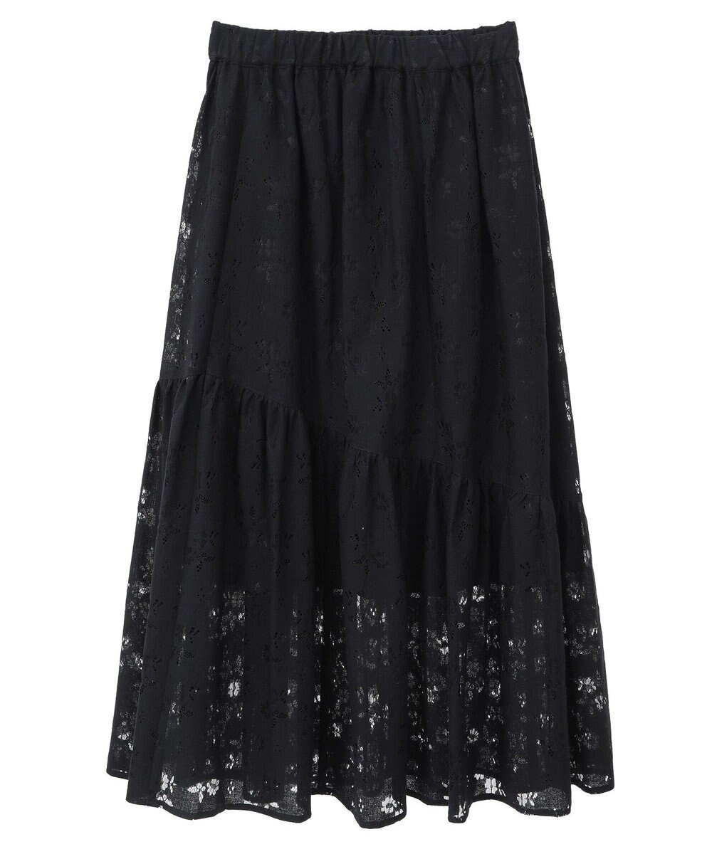 earth music&ecology 透かし花柄フレアスカート 