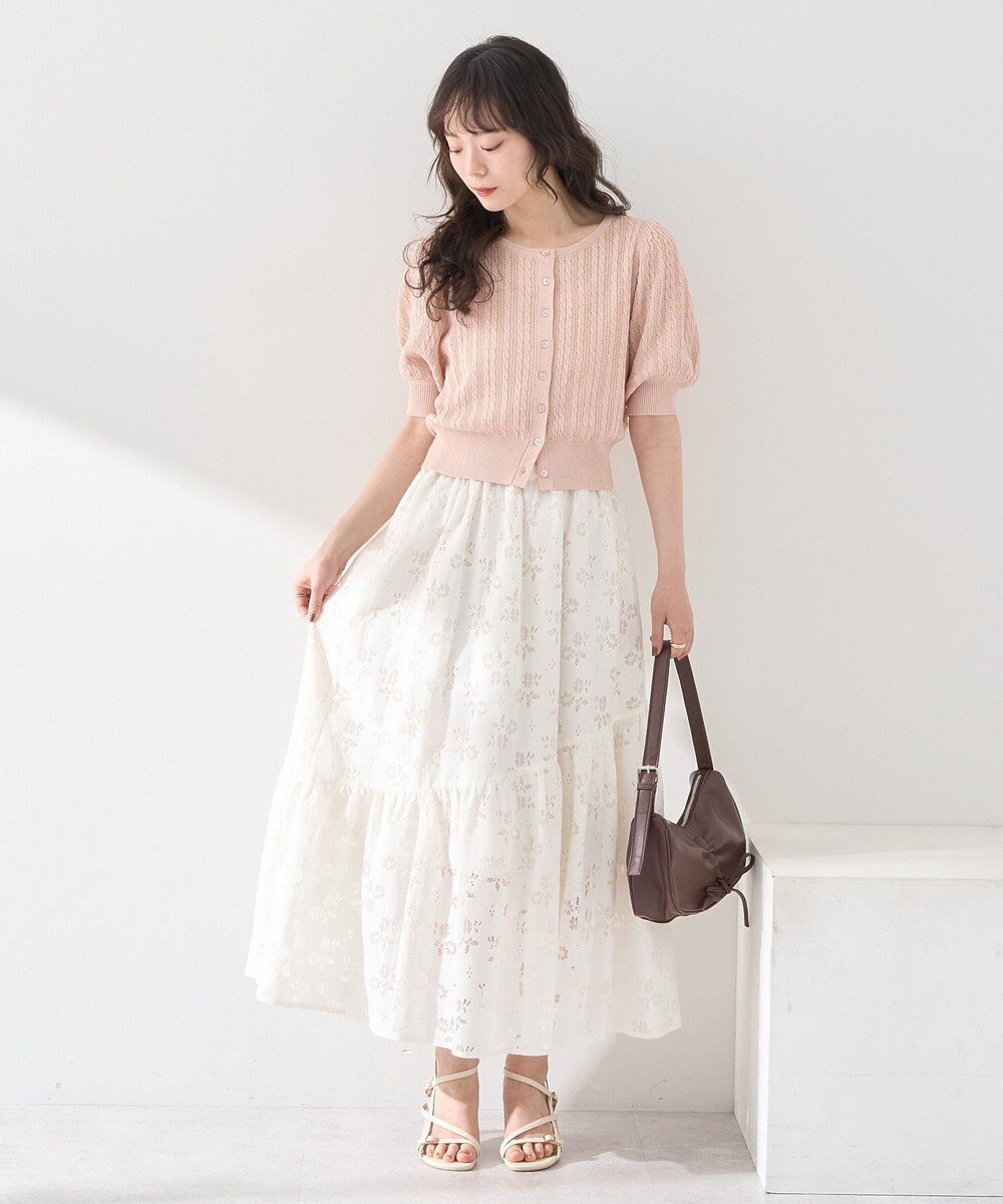 earth music&ecology 透かし花柄フレアスカート 