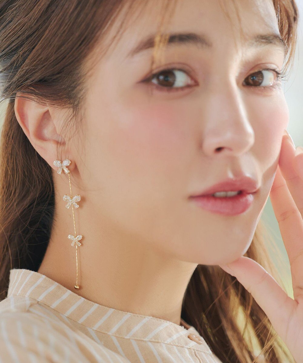 Tiaclasse 【金属アレルギー対応】リボンチェーンピアス 