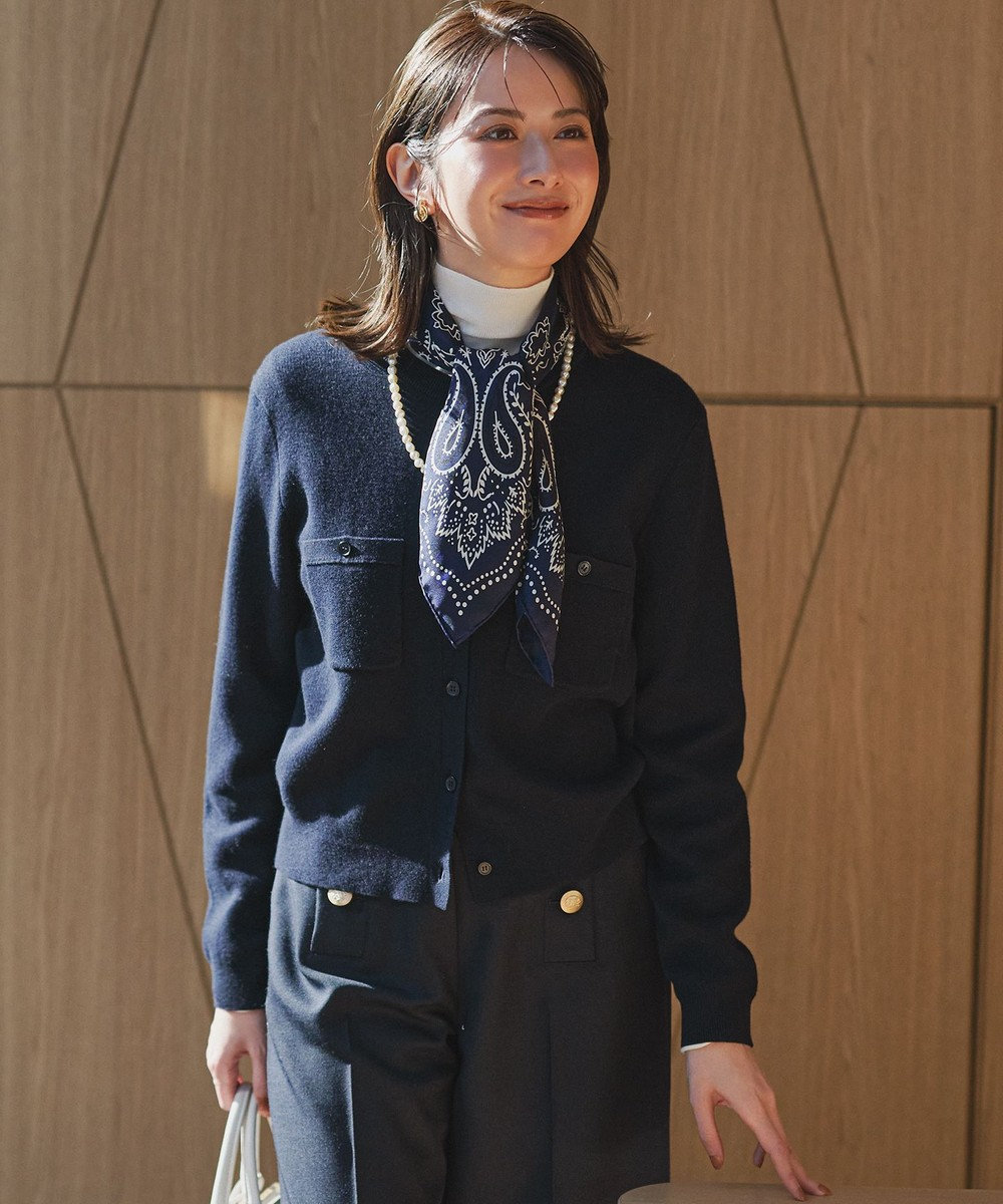 23区 L 【滝沢眞規子さん着用/Oggi掲載】コットンカシミヤ ポケット カーディガン 