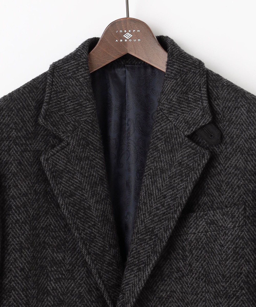 JOSEPH ABBOUD 【キングサイズ・尾州産カシミヤブレンド×アルパカ混素材】カシミヤブレンドアルパカヘリンボン チェスターコート 