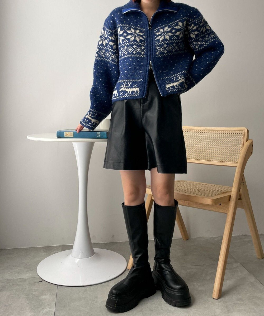 WEGO 雪柄ZIPニット 