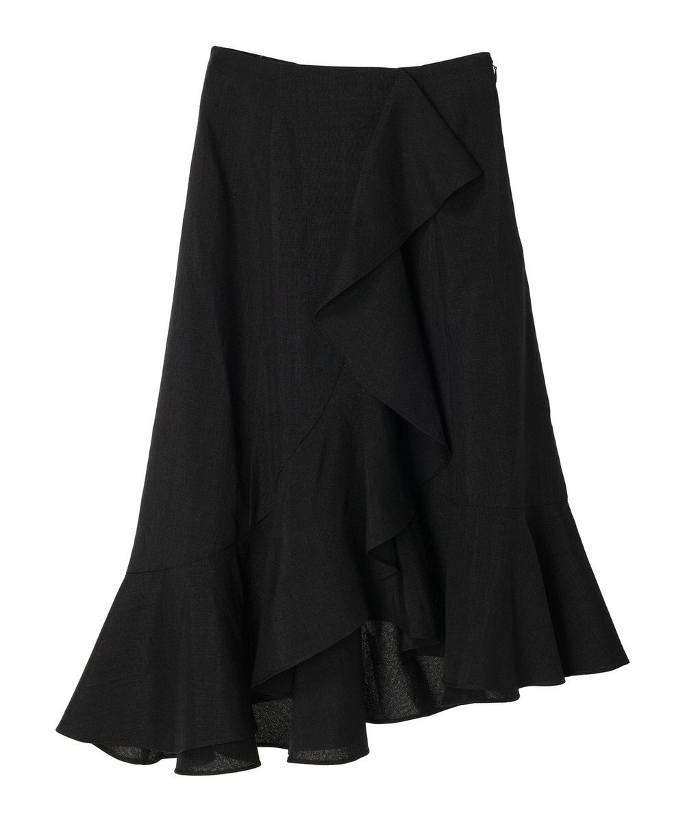 earth music&ecology アシメペプラムフレアバックレースミディ丈スカート 