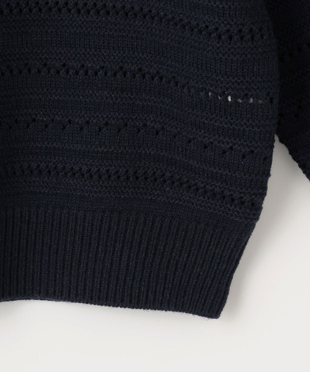 組曲 【WEB限定カラーあり】透かし編みバルキーボーダー柄ニット 