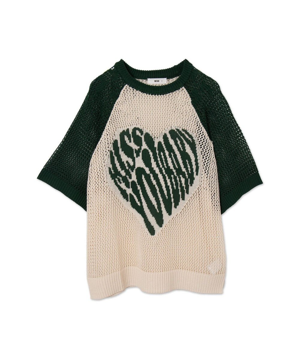 WEGO ハートロゴビッグメッシュニットT 