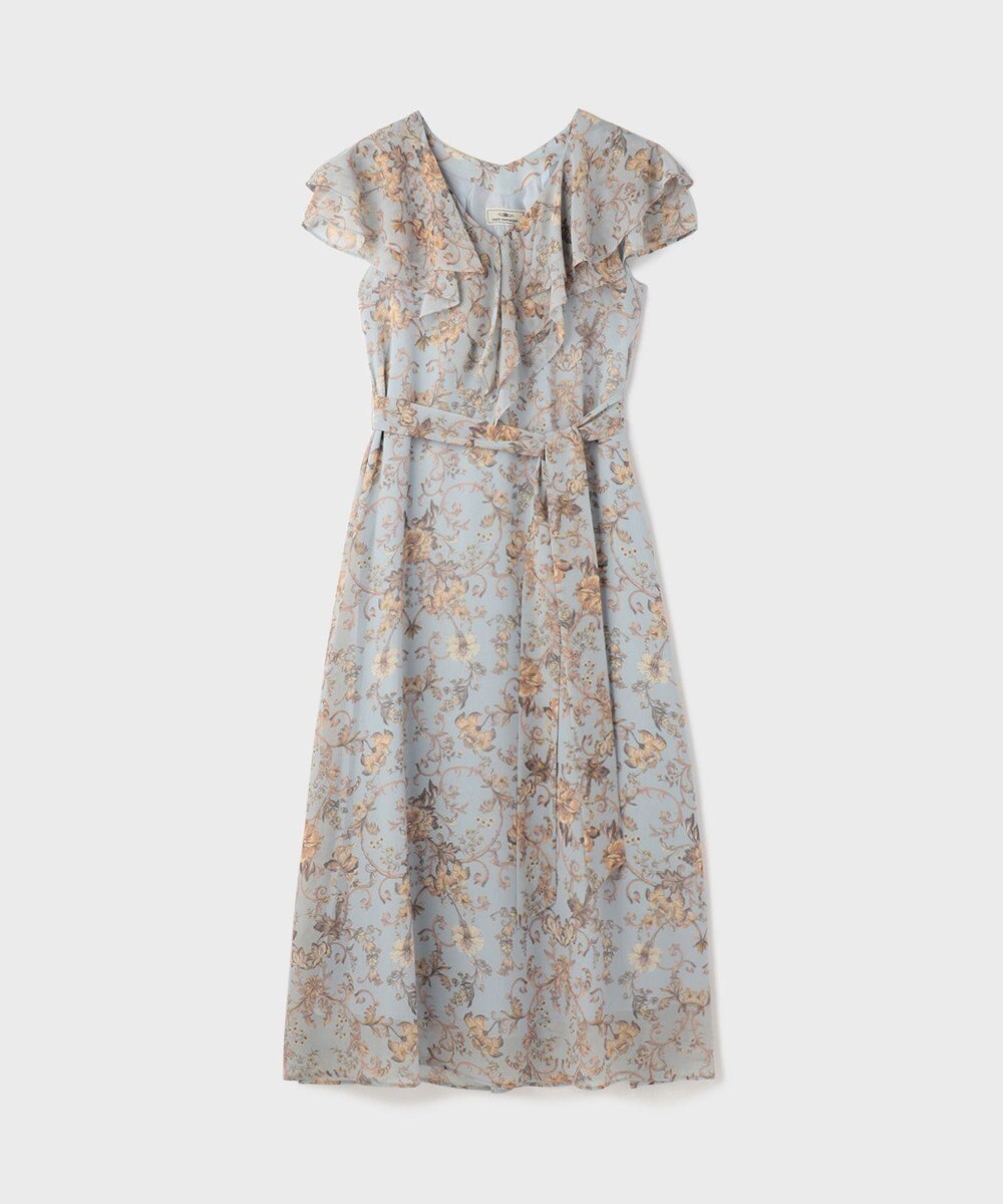 GRACE CONTINENTAL サラサプリントフリルカラーワンピース 