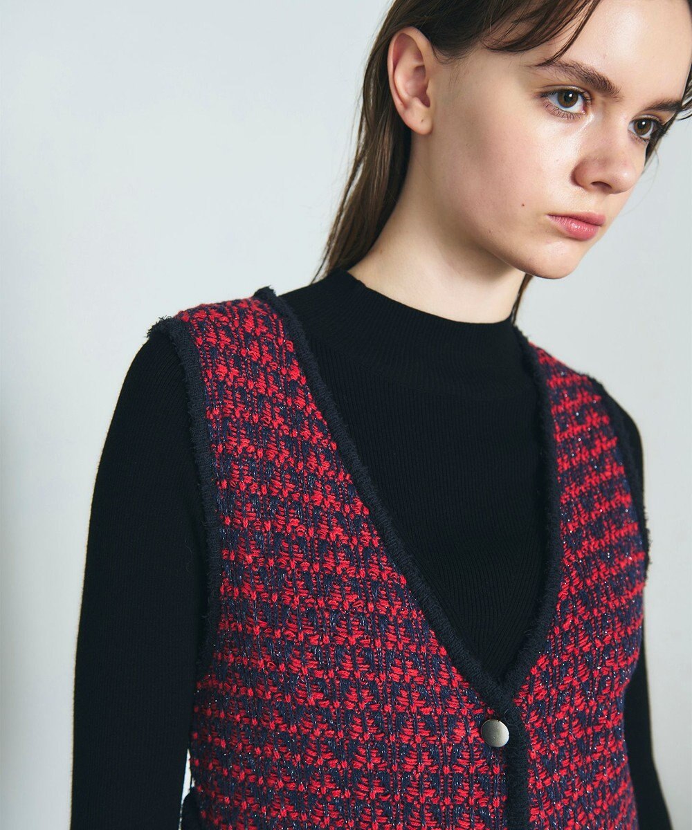 GRACE CONTINENTAL バイカラージャガードニットワンピース 