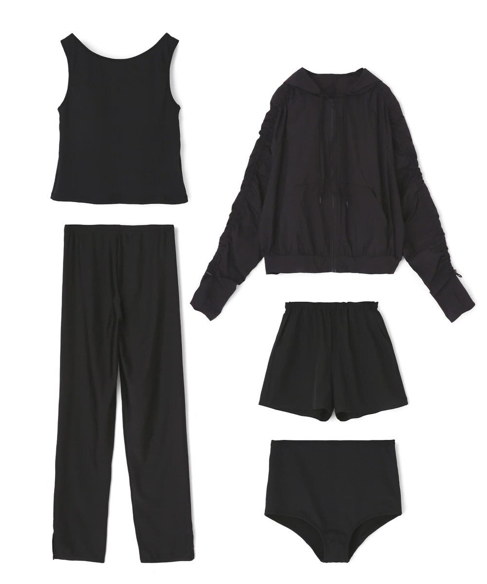 San-ai Resort（三愛水着楽園） WEB限定商品ショートラッシュパーカー付きリブタンキニ水着+レギンス付き5点セット【Beach Queen（ビーチクイーン）】 