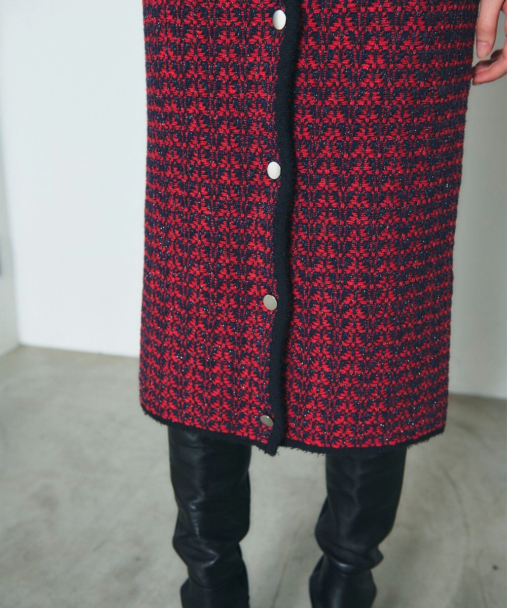 GRACE CONTINENTAL バイカラージャガードニットワンピース 