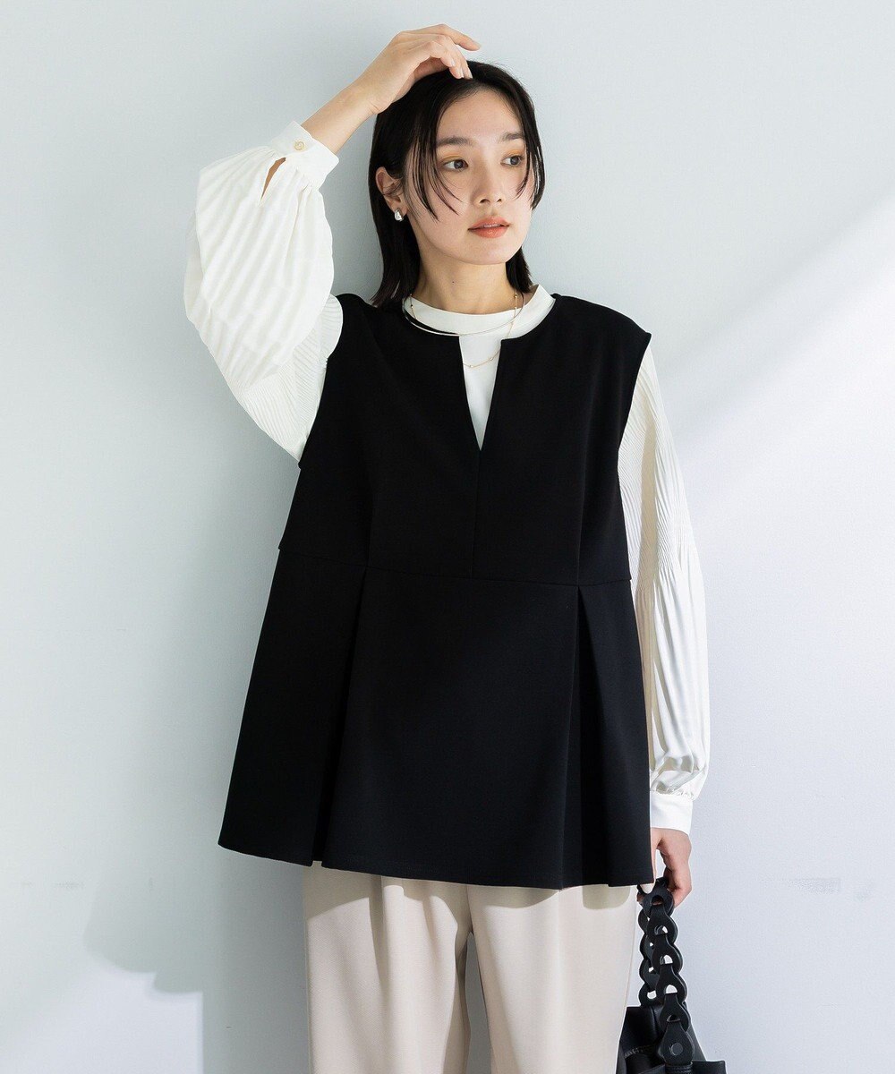 Green Parks 楽ちんリップルペプラムベスト 