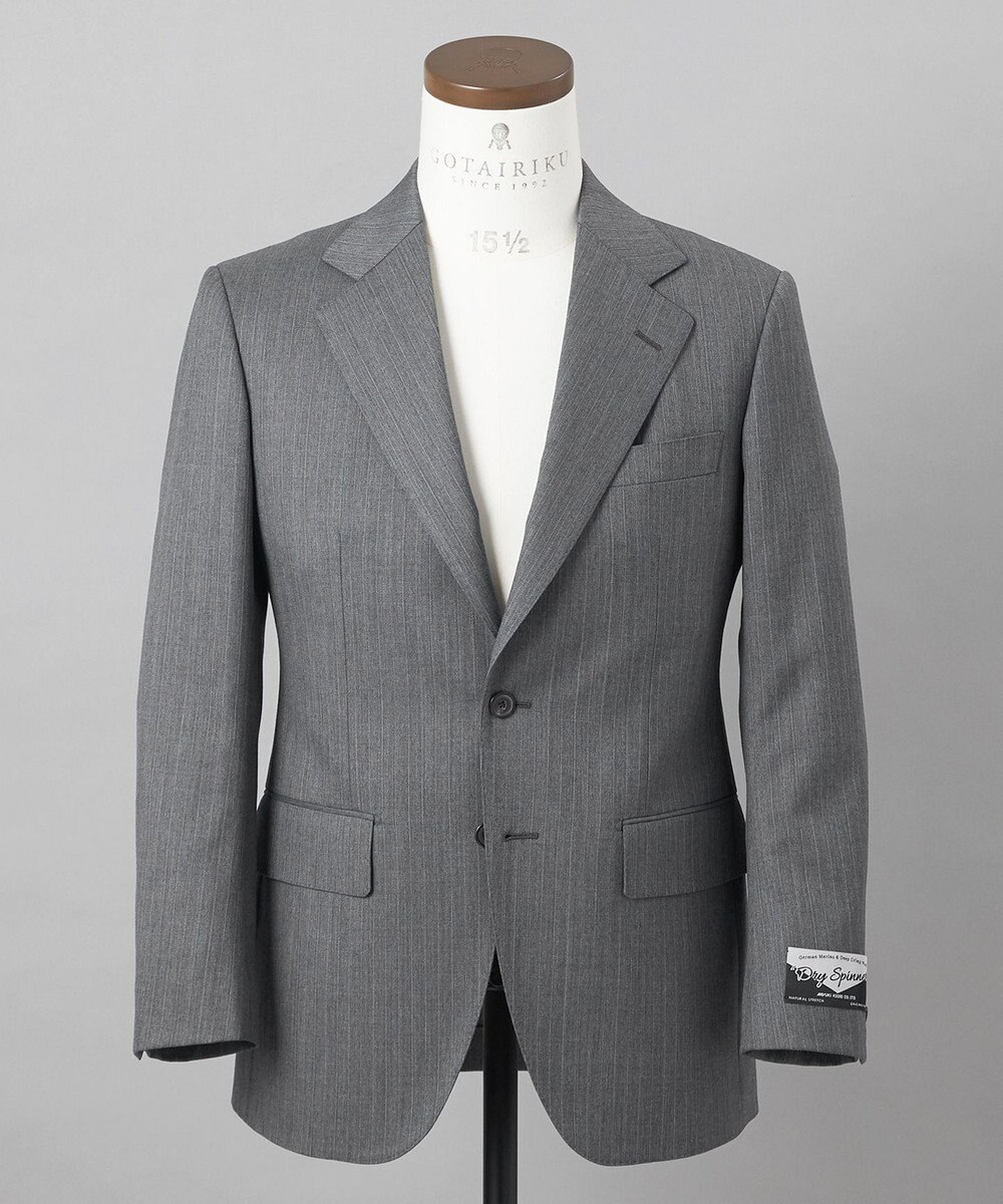 GOTAIRIKU 【御幸毛織】ドライスピナーツイルストレッチスーツ_グレーストライプ 