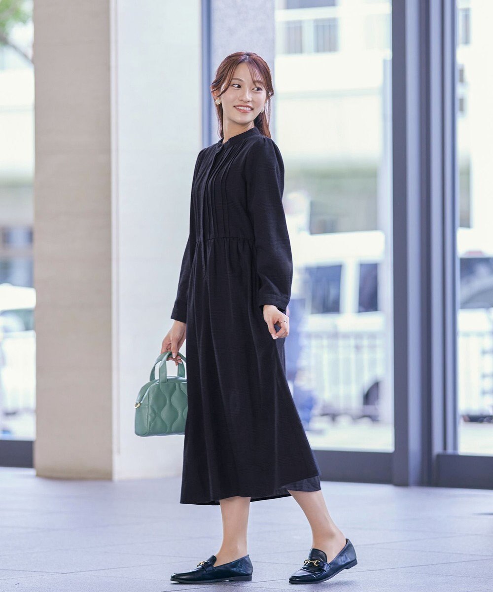 Tiaclasse 【洗える】バンドカラーチェック柄シャツワンピース 