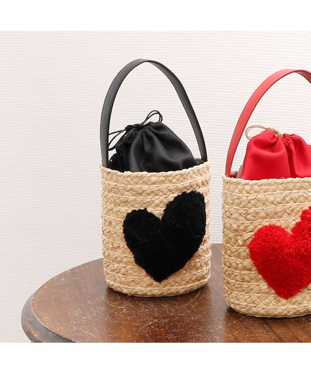 UNBILLION カシュカシュ cachecache / ハート付ラフィアバケットトート カゴバッグ 