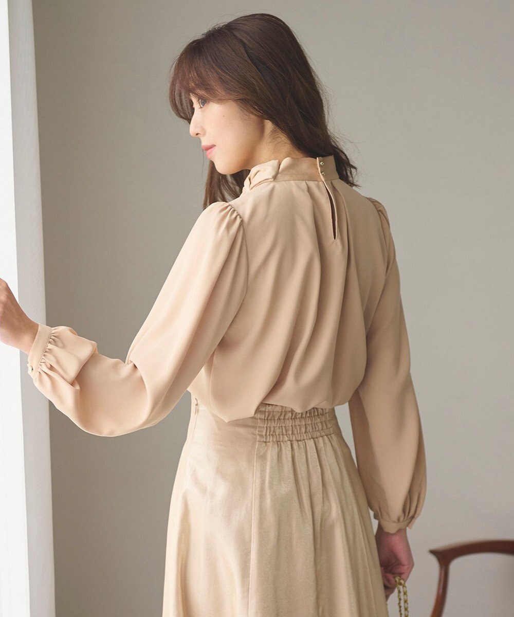 Feroux 【洗える】クラシカル リボンタイブラウス 
