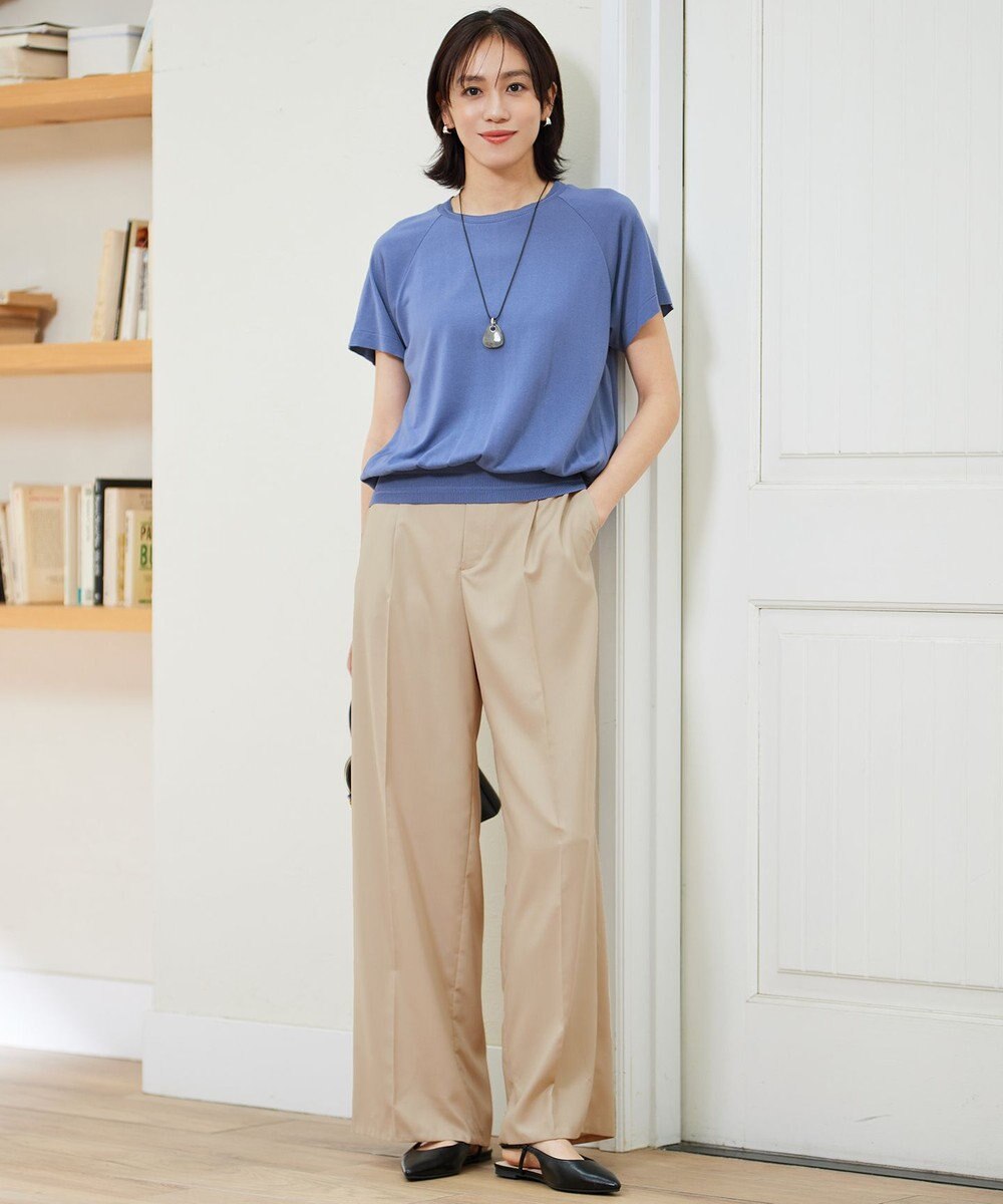 自由区 【カタログ掲載・接触冷感・UVケア・洗える】フルダルスパンマイクロピーチワイドストレート パンツ 