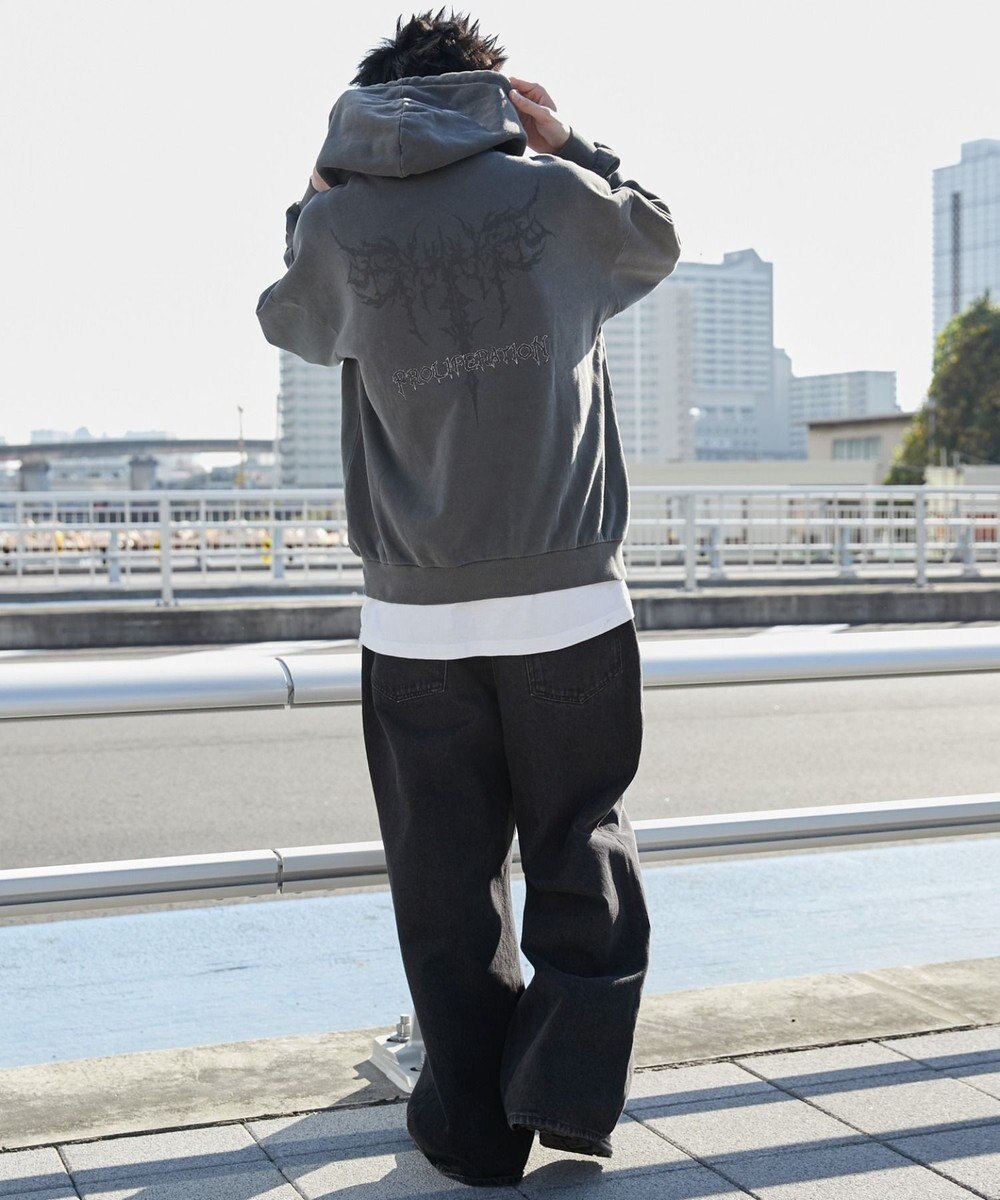 WEGO 【ユニセックス着用ITEM】ピグメントグラフィックプルパーカー 