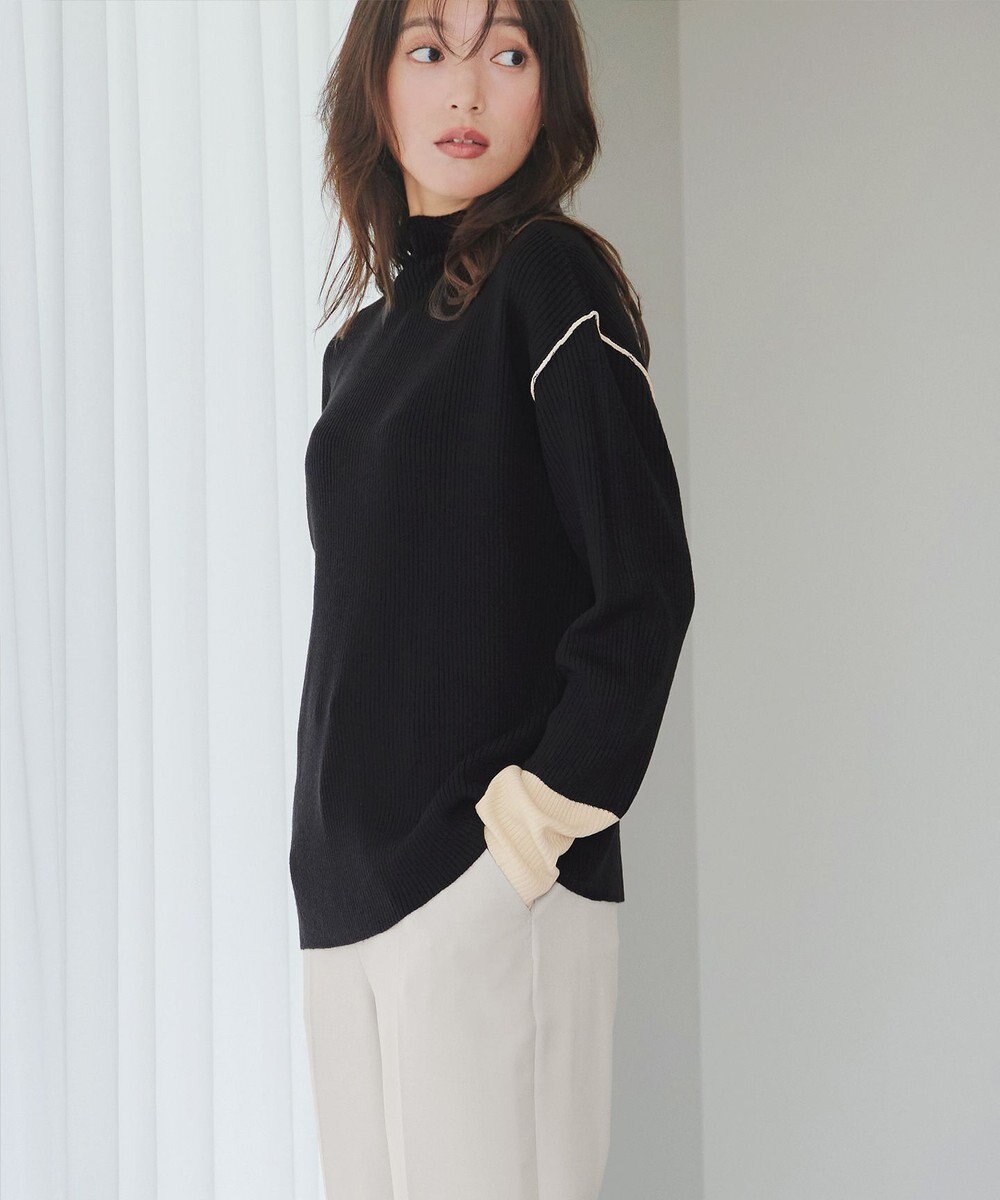 Tiaclasse 配色スリーブリブニットトップス 