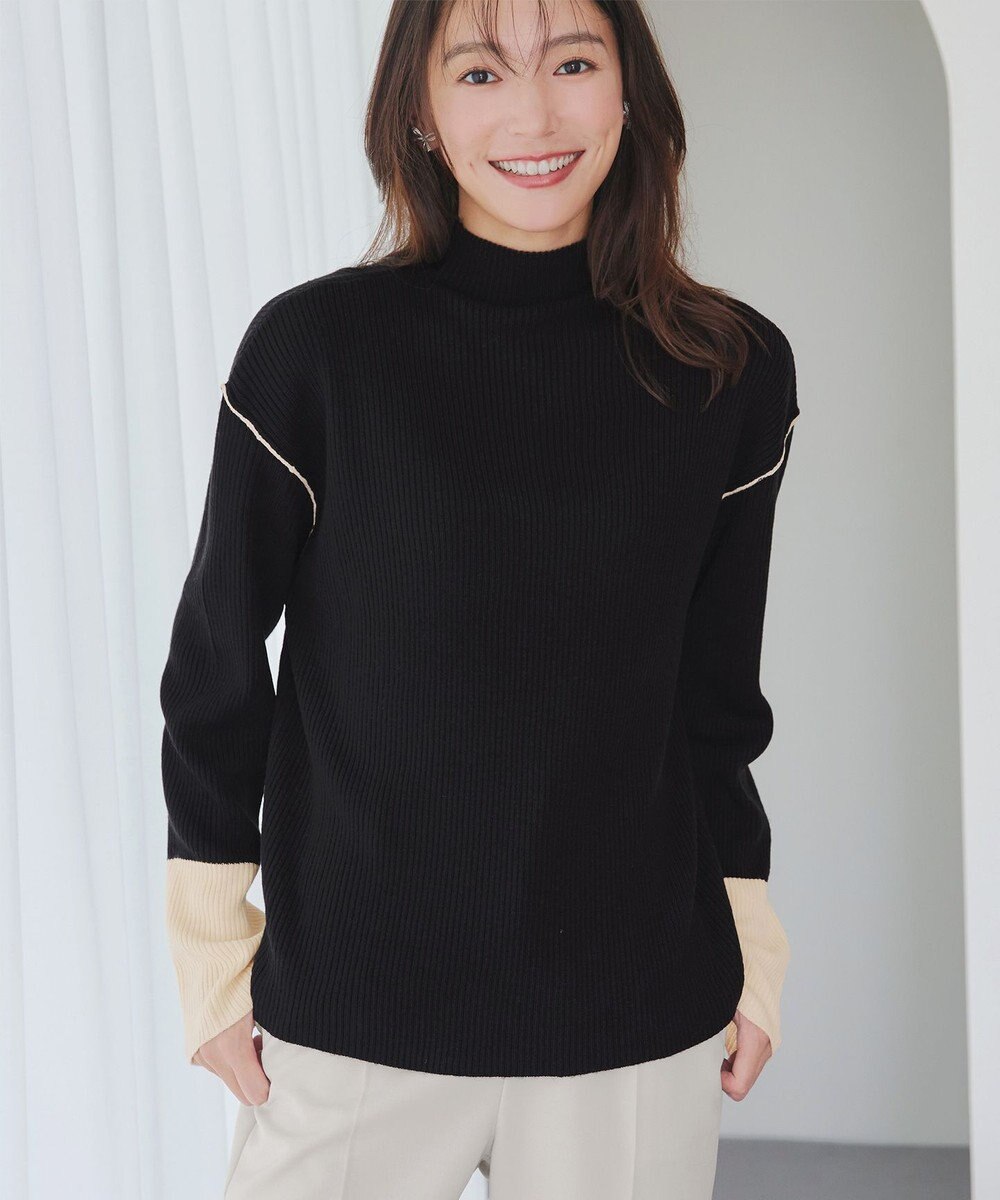 Tiaclasse 配色スリーブリブニットトップス 