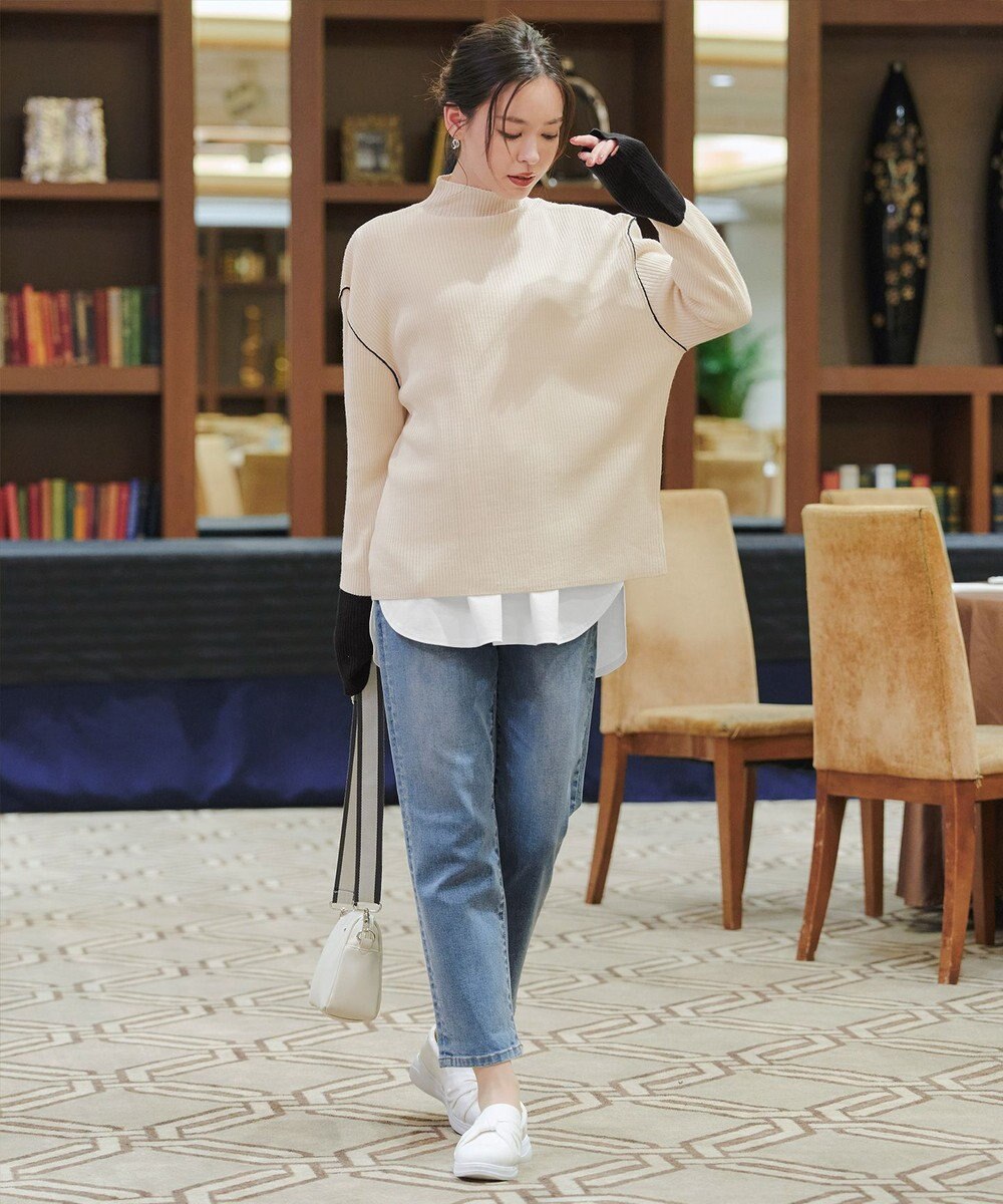 Tiaclasse 配色スリーブリブニットトップス 