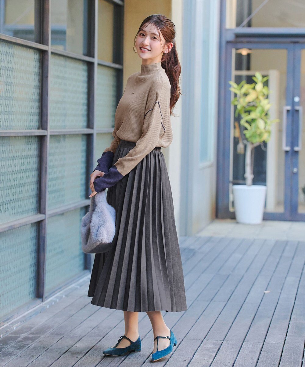 Tiaclasse 配色スリーブリブニットトップス 