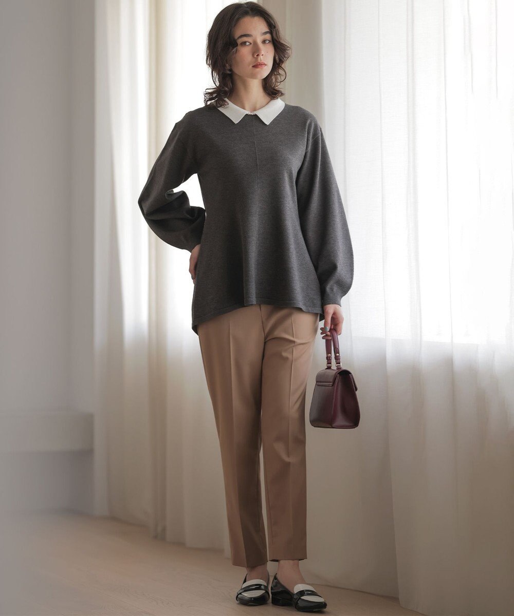 組曲 L 襟付きチュニック プルオーバー 