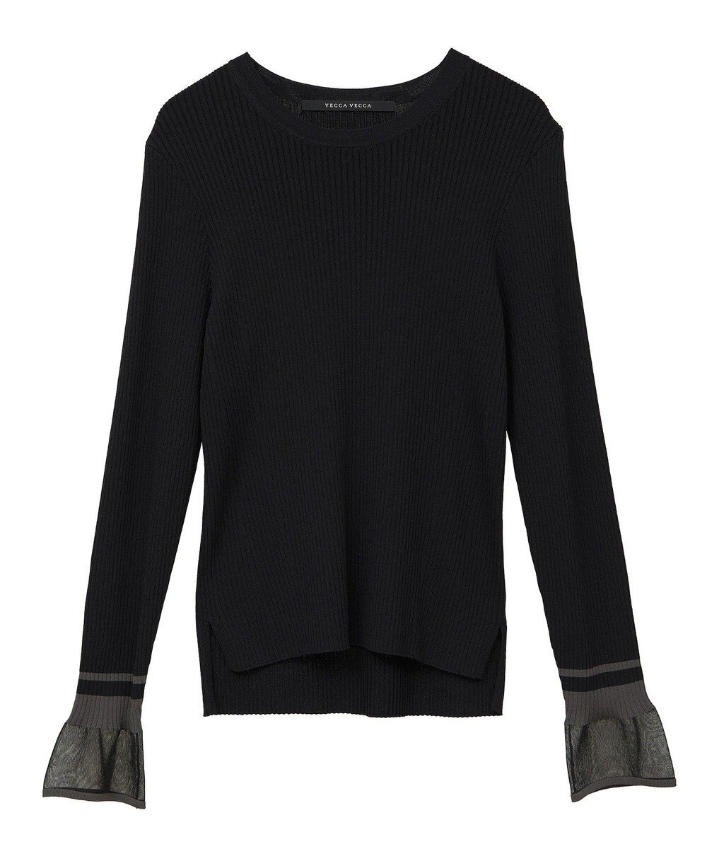 YECCA VECCA 袖口シアーリブニット 