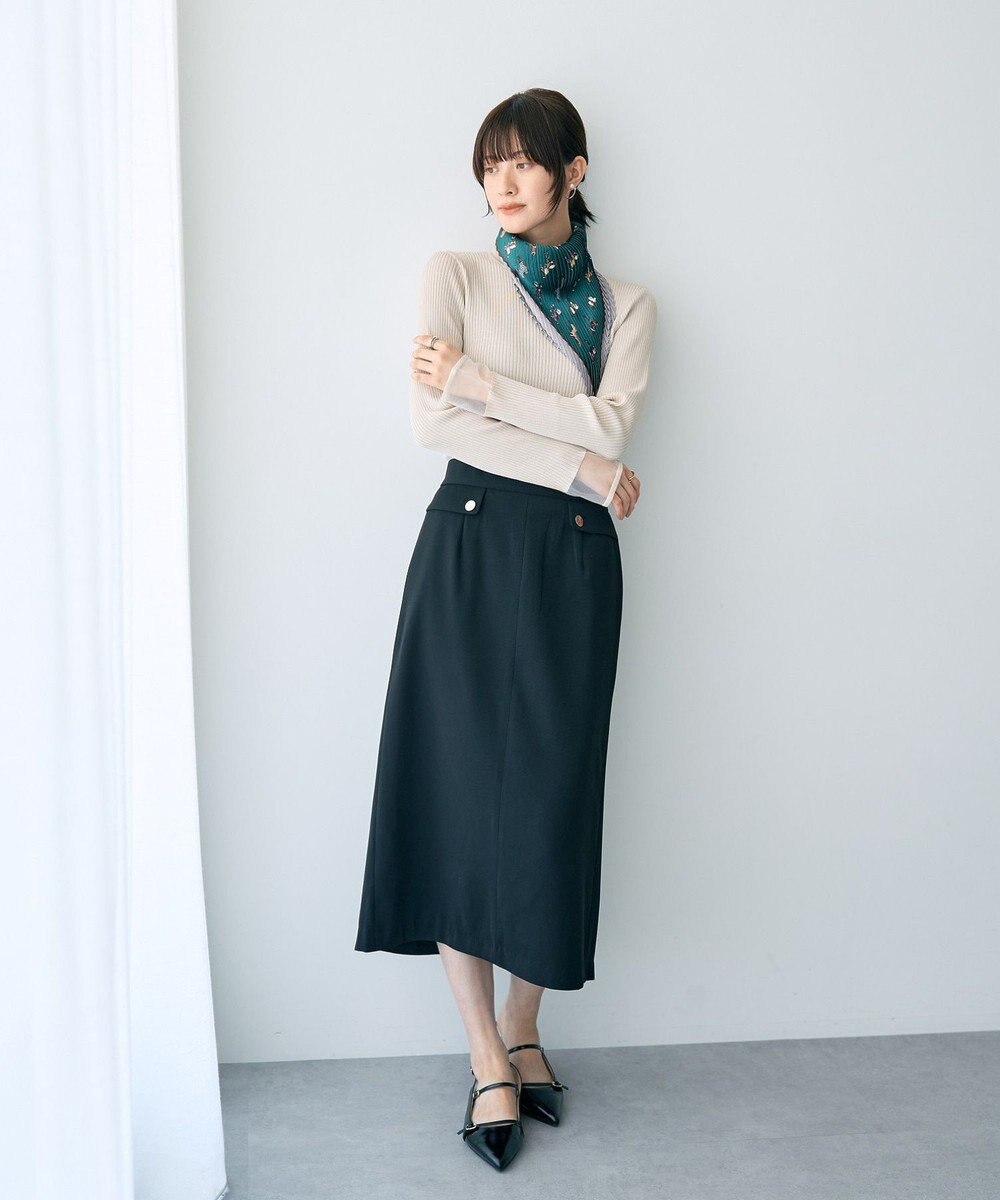 YECCA VECCA 袖口シアーリブニット 