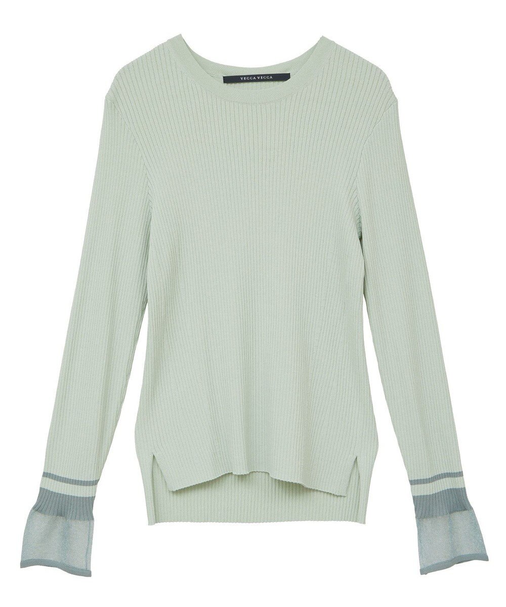 YECCA VECCA 袖口シアーリブニット 