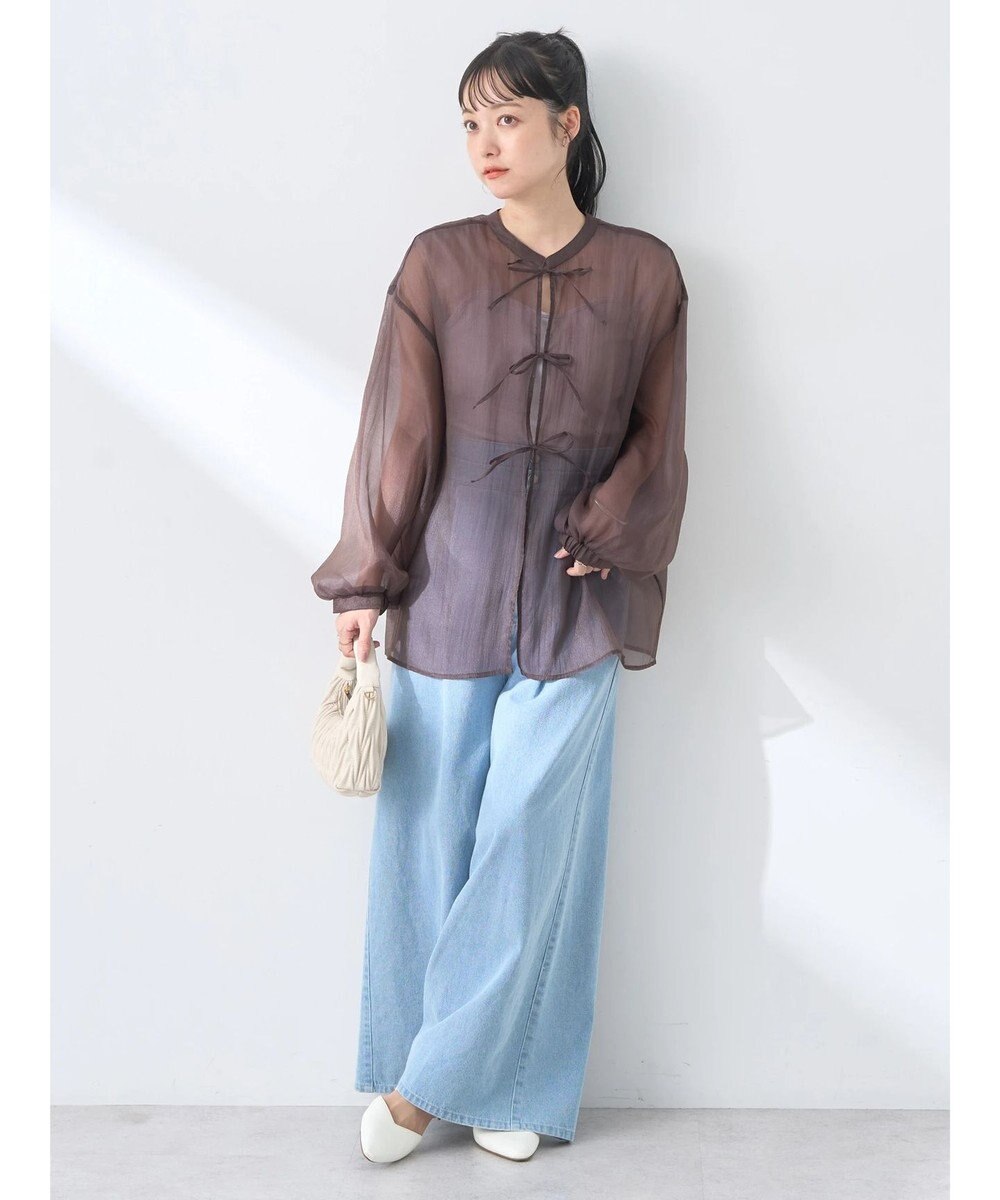 earth music&ecology シアーリボンシャツ 