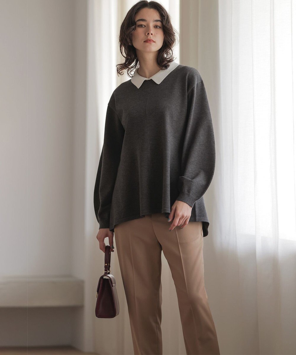 組曲 L 襟付きチュニック プルオーバー 