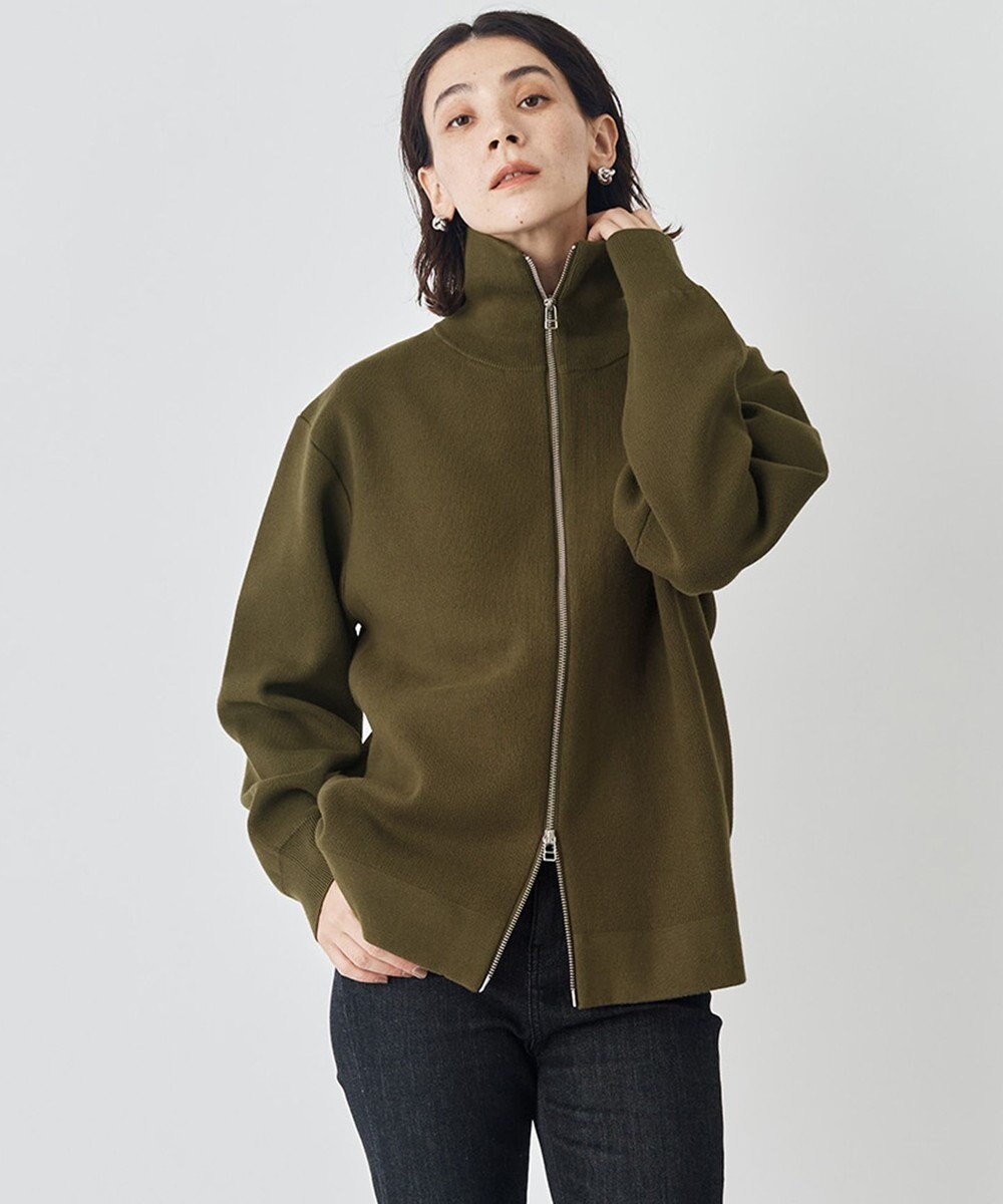 UNFILO MENS 【男女兼用/新色追加】スウェットライク ジップ タートルネックニット [24年秋冬商品] 