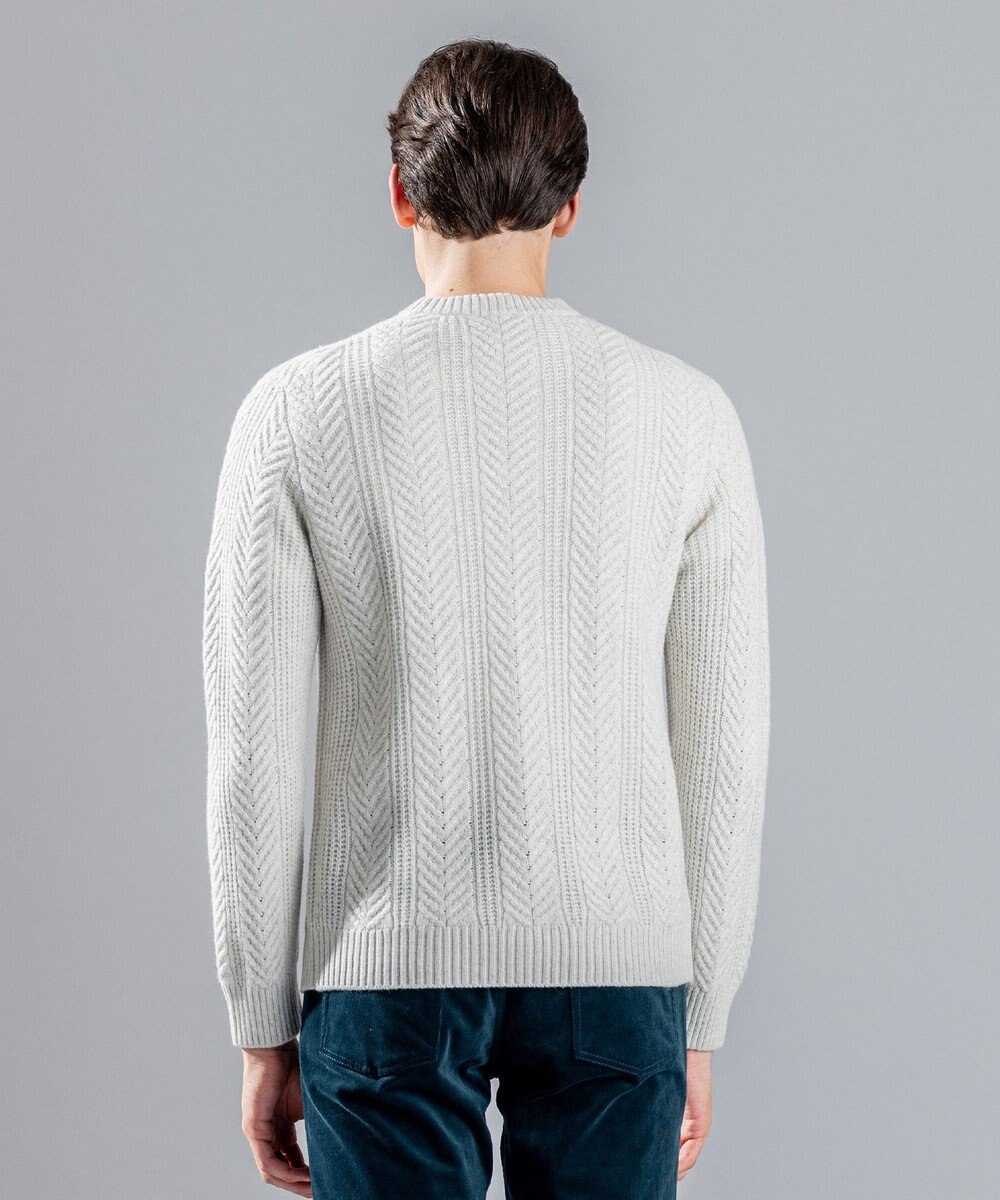 JOSEPH HOMME メランジヘリンボンストライプ　ケーブルニット 