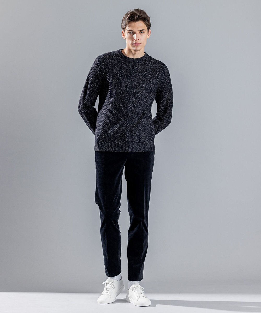 JOSEPH HOMME メランジヘリンボンストライプ　ケーブルニット 