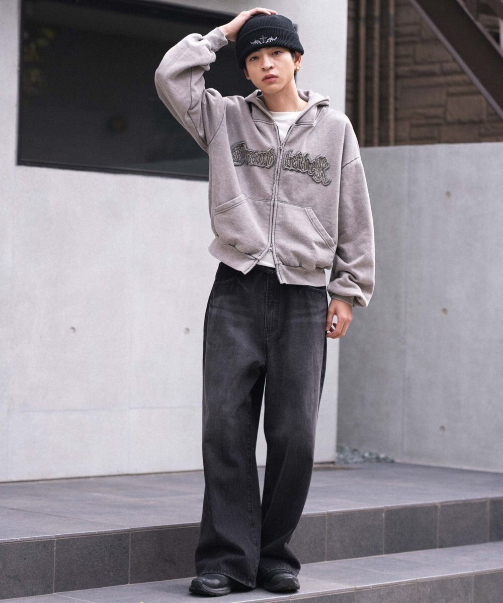 WEGO 【ユニセックス着用ITEM/MLサイズ展開】ショートグラフィックZIPパーカー 