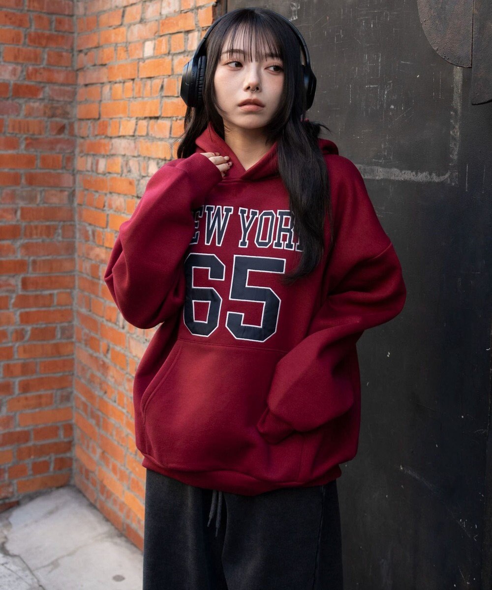 WEGO 裏起毛グラフィックビッグプルパーカー 