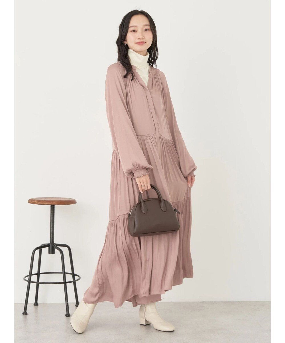 earth music&ecology サテンティアードワンピース 