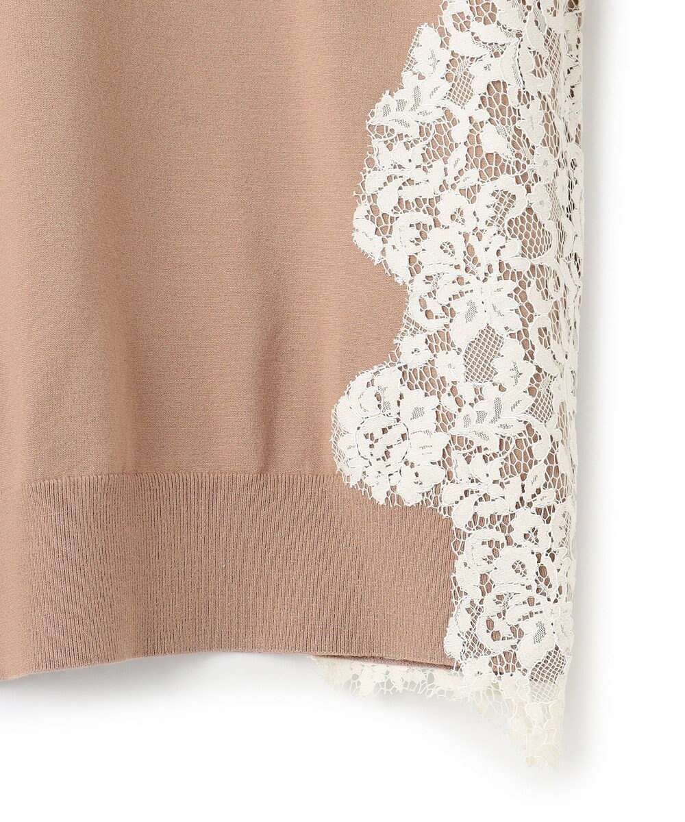 BEIGE， 【ご好評により新色追加！洗える】WILLOW / アシンメトリーレースクルーネックニット 