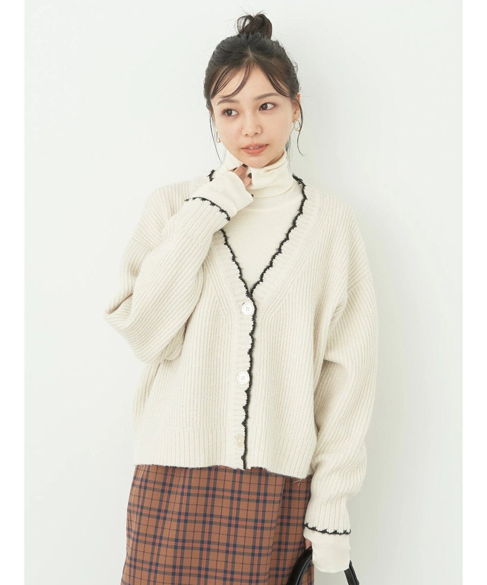 earth music&ecology スカラップニットカーディガン 